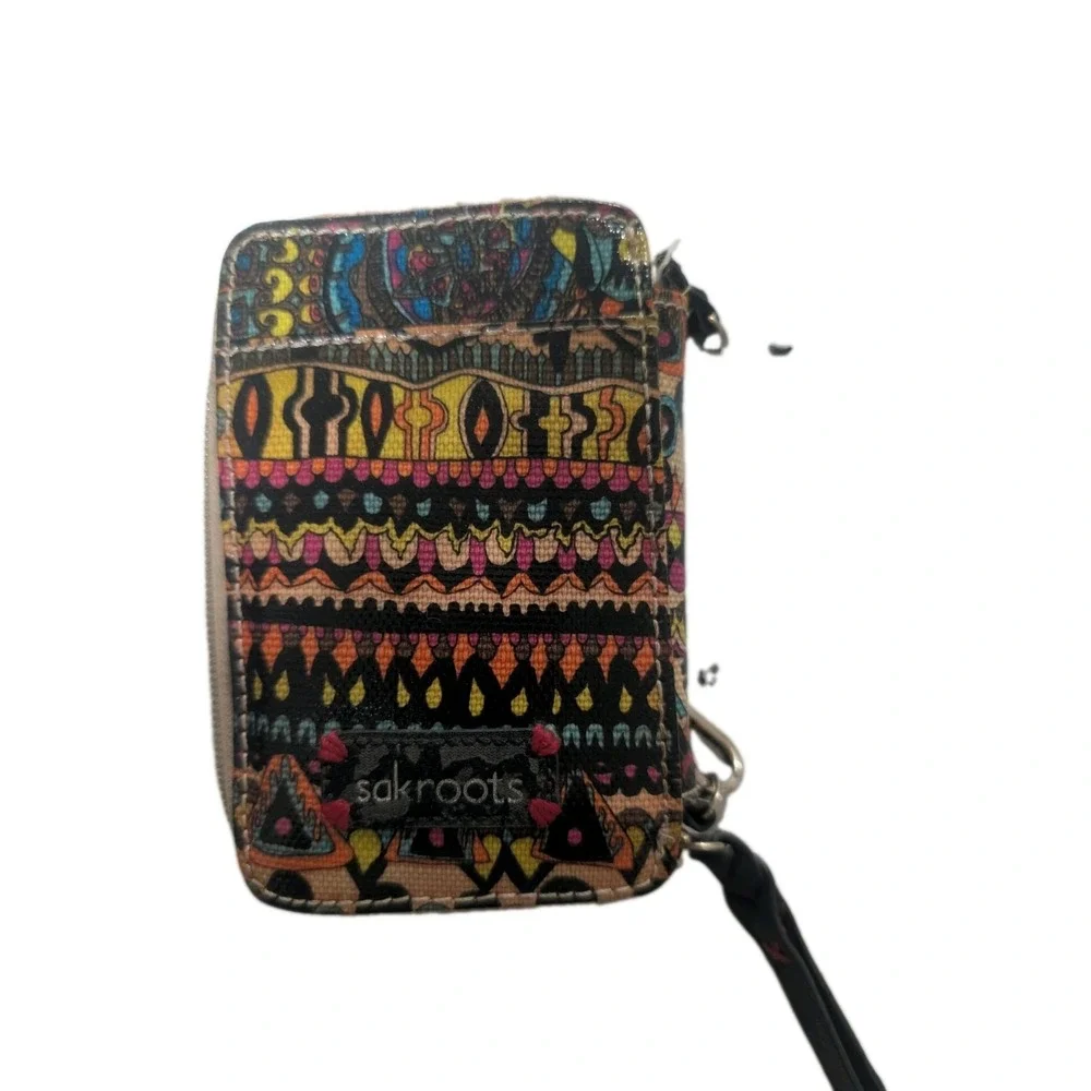 Sakroots Artist Circle Smartphone Crossbody Wallet Multicolor Black Wristlet